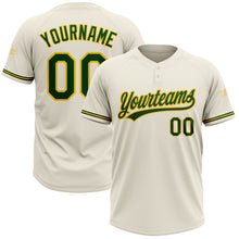 Загрузить изображение в средство просмотра галереи, Custom Cream Green-Yellow Two-Button Unisex Softball Jersey