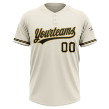 Загрузить изображение в средство просмотра галереи, Custom Cream Black-Old Gold Two-Button Unisex Softball Jersey