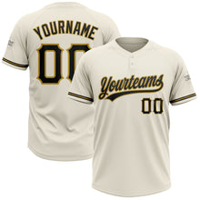 Загрузить изображение в средство просмотра галереи, Custom Cream Black-Old Gold Two-Button Unisex Softball Jersey