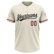 Загрузить изображение в средство просмотра галереи, Custom Cream Black-Crimson Two-Button Unisex Softball Jersey