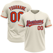 Загрузить изображение в средство просмотра галереи, Custom Cream Orange-Royal Two-Button Unisex Softball Jersey