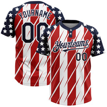 Load image into Gallery viewer, Custom Red Navy-White 3D American Flag Fashion Two-Button Unisex Softball Jersey
