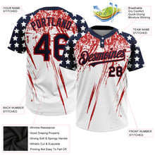Загрузить изображение в средство просмотра галереи, Custom White Navy-Red 3D American Flag Fashion Two-Button Unisex Softball Jersey