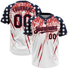 Загрузить изображение в средство просмотра галереи, Custom White Navy-Red 3D American Flag Fashion Two-Button Unisex Softball Jersey