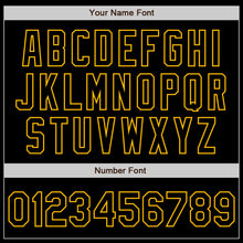 Charger l'image dans la galerie, Custom Black Steel Gray Splash Ink Gold Authentic Baseball Jersey