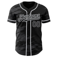 Charger l'image dans la galerie, Custom Black Steel Gray Splash Ink Gray Authentic Baseball Jersey