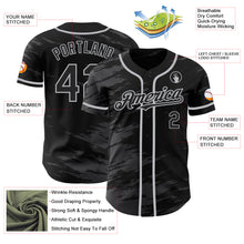 Charger l'image dans la galerie, Custom Black Steel Gray Splash Ink Gray Authentic Baseball Jersey