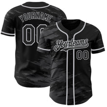 Charger l'image dans la galerie, Custom Black Steel Gray Splash Ink Gray Authentic Baseball Jersey