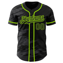 Charger l'image dans la galerie, Custom Black Steel Gray Splash Ink Neon Green Authentic Baseball Jersey