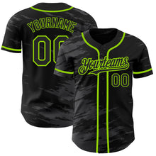 Charger l'image dans la galerie, Custom Black Steel Gray Splash Ink Neon Green Authentic Baseball Jersey