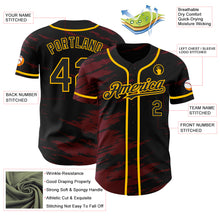 Charger l'image dans la galerie, Custom Black Crimson Splash Ink Gold Authentic Baseball Jersey
