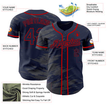 Charger l'image dans la galerie, Custom Navy Steel Gray Splash Ink Red Authentic Baseball Jersey