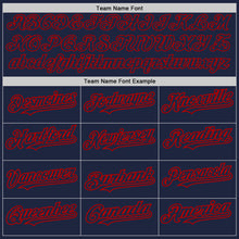 Charger l'image dans la galerie, Custom Navy Steel Gray Splash Ink Red Authentic Baseball Jersey