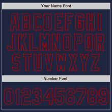 Charger l'image dans la galerie, Custom Navy Steel Gray Splash Ink Red Authentic Baseball Jersey