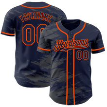 Charger l'image dans la galerie, Custom Navy Steel Gray Splash Ink Orange Authentic Baseball Jersey
