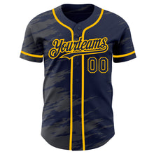 Charger l'image dans la galerie, Custom Navy Steel Gray Splash Ink Gold Authentic Baseball Jersey