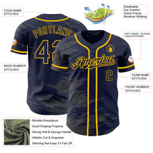 Charger l'image dans la galerie, Custom Navy Steel Gray Splash Ink Gold Authentic Baseball Jersey