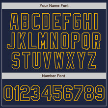 Charger l'image dans la galerie, Custom Navy Steel Gray Splash Ink Gold Authentic Baseball Jersey