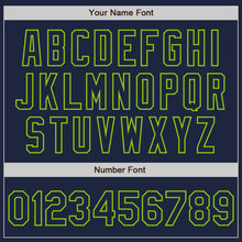 Charger l'image dans la galerie, Custom Navy Steel Gray Splash Ink Neon Green Authentic Baseball Jersey