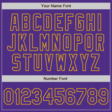 Load image into Gallery viewer, Custom Purple Steel Gray Splash Ink Gold Authentic Baseball Jersey