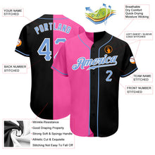 Загрузить изображение в средство просмотра галереи, Custom Black Light Blue-Pink Authentic Split Fashion Baseball Jersey