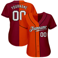 Laden Sie das Bild in den Galerie-Viewer, Custom Crimson White Orange-Black Authentic Split Fashion Baseball Jersey
