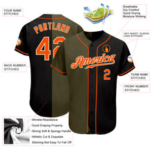 Laden Sie das Bild in den Galerie-Viewer, Custom Black Orange Olive-Cream Authentic Split Fashion Baseball Jersey