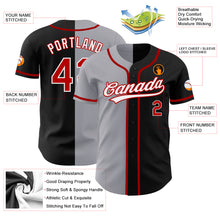 Laden Sie das Bild in den Galerie-Viewer, Custom Black Red-Gray Authentic Split Fashion Baseball Jersey