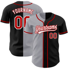 Laden Sie das Bild in den Galerie-Viewer, Custom Black Red-Gray Authentic Split Fashion Baseball Jersey