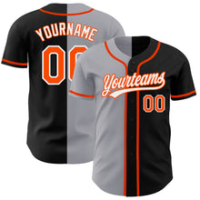 Charger l'image dans la galerie, Custom Black Orange-Gray Authentic Split Fashion Baseball Jersey