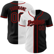 Load image into Gallery viewer, Custom Black Black White-Red Authentic Split Fashion Baseball Jersey