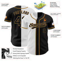 Load image into Gallery viewer, Custom Black Black White-Old Gold Authentic Split Fashion Baseball Jersey