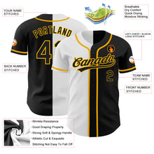 Load image into Gallery viewer, Custom Black Black White-Gold Authentic Split Fashion Baseball Jersey