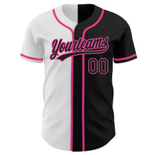 Charger l'image dans la galerie, Custom Black Black White-Pink Authentic Split Fashion Baseball Jersey
