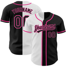 Charger l'image dans la galerie, Custom Black Black White-Pink Authentic Split Fashion Baseball Jersey