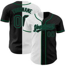 Load image into Gallery viewer, Custom Black Black White-Kelly Green Authentic Split Fashion Baseball Jersey