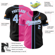Charger l'image dans la galerie, Custom Black Light Blue-Pink Authentic Split Fashion Baseball Jersey
