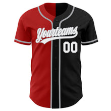 Загрузить изображение в средство просмотра галереи, Custom Black White Red-Gray Authentic Split Fashion Baseball Jersey