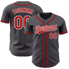 Laden Sie das Bild in den Galerie-Viewer, Custom Steel Gray Red-White Authentic Baseball Jersey