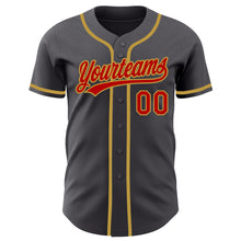 Laden Sie das Bild in den Galerie-Viewer, Custom Steel Gray Red-Old Gold Authentic Baseball Jersey