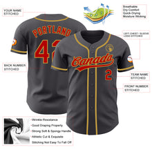 Laden Sie das Bild in den Galerie-Viewer, Custom Steel Gray Red-Old Gold Authentic Baseball Jersey