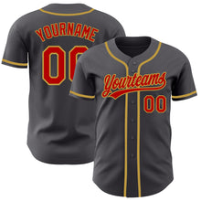 Laden Sie das Bild in den Galerie-Viewer, Custom Steel Gray Red-Old Gold Authentic Baseball Jersey