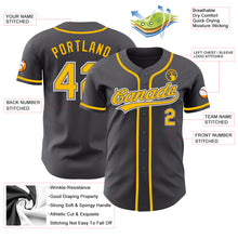 Load image into Gallery viewer, Custom Steel Gray Gold-White Authentic Baseball Jersey
