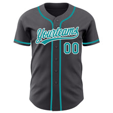 Load image into Gallery viewer, Custom Steel Gray Teal-White Authentic Baseball Jersey