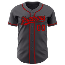 Load image into Gallery viewer, Custom Steel Gray Red-Black Authentic Baseball Jersey
