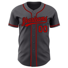 Загрузить изображение в средство просмотра галереи, Custom Steel Gray Red-Black Authentic Baseball Jersey