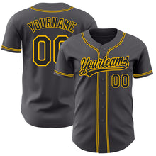 Load image into Gallery viewer, Custom Steel Gray Black-Gold Authentic Baseball Jersey
