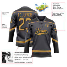 Charger l'image dans la galerie, Custom Steel Gray Old Gold-Black Hockey Lace Neck Jersey