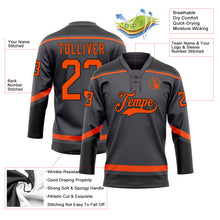 Load image into Gallery viewer, Custom Steel Gray Orange-Black Hockey Lace Neck Jersey
