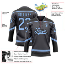 Charger l'image dans la galerie, Custom Steel Gray Light Blue-Black Hockey Lace Neck Jersey